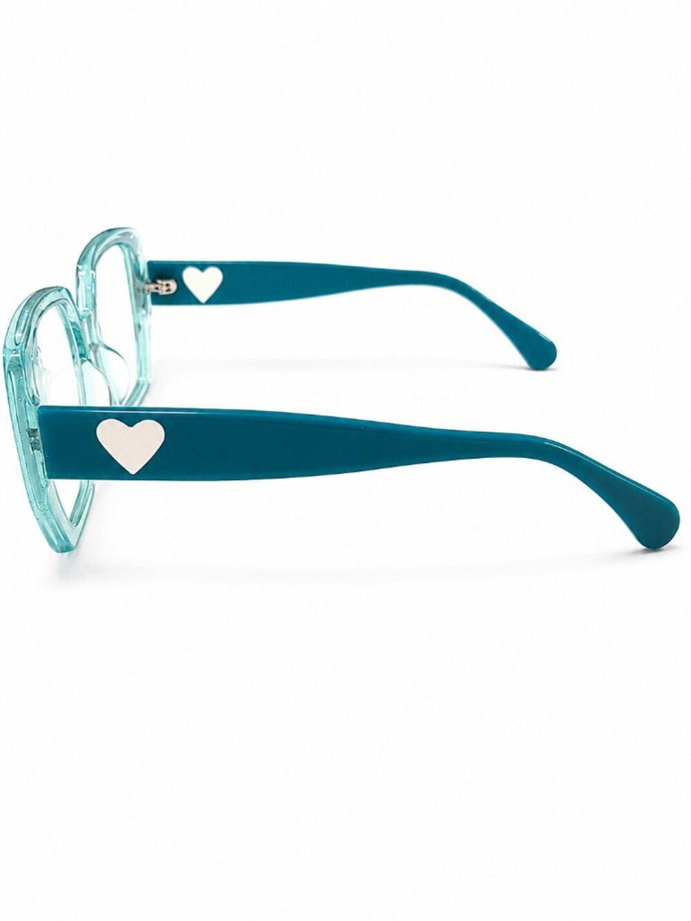 Heart Accent Glitter Aqua Crystal Eyeglass Frames 53-18-145 - Picture 9 of 10